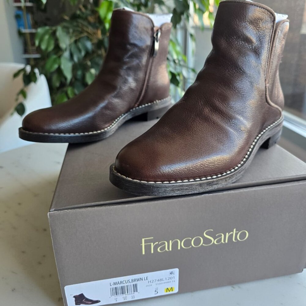 New Franco Sarto Marcus boot brown leather size 5